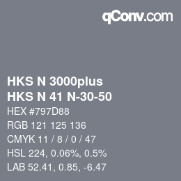 Color code: HKS N 3000plus - HKS N 41 N-30-50 | qconv.com