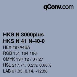 Color code: HKS N 3000plus - HKS N 41 N-40-0 | qconv.com
