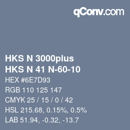 Color code: HKS N 3000plus - HKS N 41 N-60-10 | qconv.com