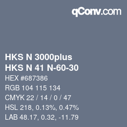 Color code: HKS N 3000plus - HKS N 41 N-60-30 | qconv.com