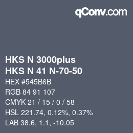 Color code: HKS N 3000plus - HKS N 41 N-70-50 | qconv.com