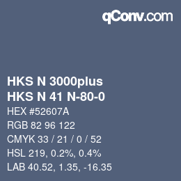 Color code: HKS N 3000plus - HKS N 41 N-80-0 | qconv.com