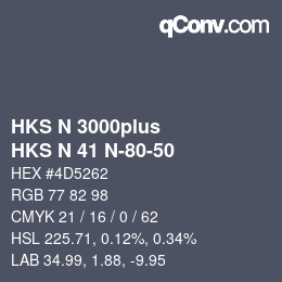 Code couleur: HKS N 3000plus - HKS N 41 N-80-50 | qconv.com