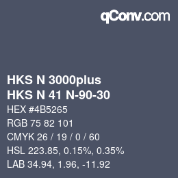 Código de color: HKS N 3000plus - HKS N 41 N-90-30 | qconv.com