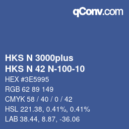 Color code: HKS N 3000plus - HKS N 42 N-100-10 | qconv.com