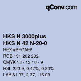 Color code: HKS N 3000plus - HKS N 42 N-20-0 | qconv.com