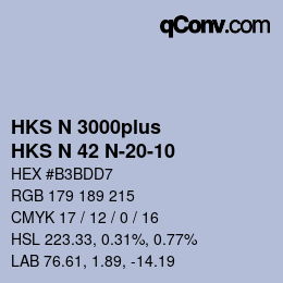 Color code: HKS N 3000plus - HKS N 42 N-20-10 | qconv.com