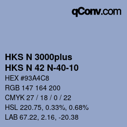 Color code: HKS N 3000plus - HKS N 42 N-40-10 | qconv.com
