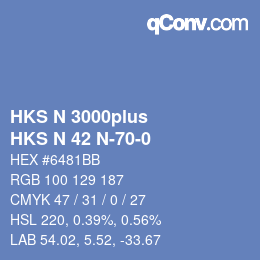 Color code: HKS N 3000plus - HKS N 42 N-70-0 | qconv.com