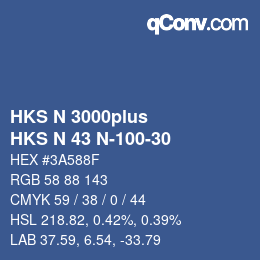 Color code: HKS N 3000plus - HKS N 43 N-100-30 | qconv.com