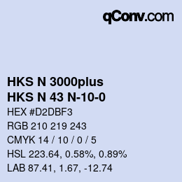 Color code: HKS N 3000plus - HKS N 43 N-10-0 | qconv.com