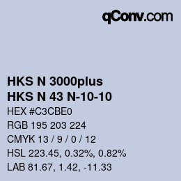 Color code: HKS N 3000plus - HKS N 43 N-10-10 | qconv.com