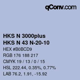 Farbcode: HKS N 3000plus - HKS N 43 N-20-10 | qconv.com