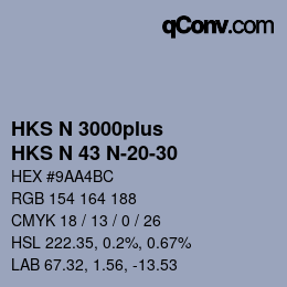 Color code: HKS N 3000plus - HKS N 43 N-20-30 | qconv.com