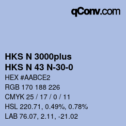 カラーコード: HKS N 3000plus - HKS N 43 N-30-0 | qconv.com