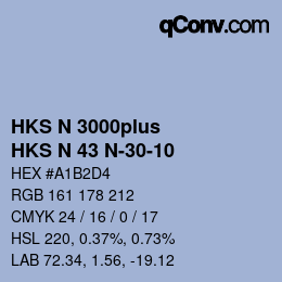 Color code: HKS N 3000plus - HKS N 43 N-30-10 | qconv.com