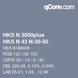 Color code: HKS N 3000plus - HKS N 43 N-30-50 | qconv.com