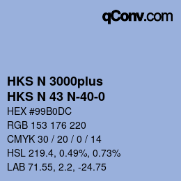 Color code: HKS N 3000plus - HKS N 43 N-40-0 | qconv.com