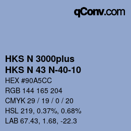 Color code: HKS N 3000plus - HKS N 43 N-40-10 | qconv.com