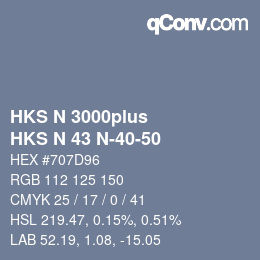 Color code: HKS N 3000plus - HKS N 43 N-40-50 | qconv.com