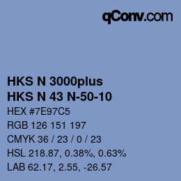 Color code: HKS N 3000plus - HKS N 43 N-50-10 | qconv.com