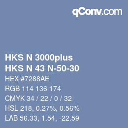 Code couleur: HKS N 3000plus - HKS N 43 N-50-30 | qconv.com