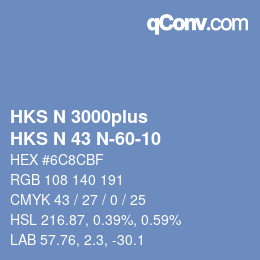 Color code: HKS N 3000plus - HKS N 43 N-60-10 | qconv.com