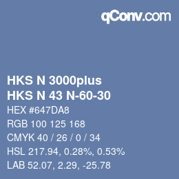 Color code: HKS N 3000plus - HKS N 43 N-60-30 | qconv.com