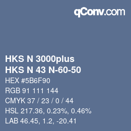 Color code: HKS N 3000plus - HKS N 43 N-60-50 | qconv.com