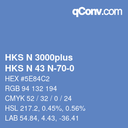 颜色代码: HKS N 3000plus - HKS N 43 N-70-0 | qconv.com