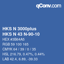 Color code: HKS N 3000plus - HKS N 43 N-90-10 | qconv.com
