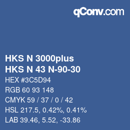 カラーコード: HKS N 3000plus - HKS N 43 N-90-30 | qconv.com