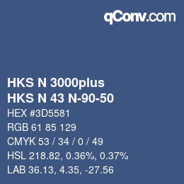 Color code: HKS N 3000plus - HKS N 43 N-90-50 | qconv.com