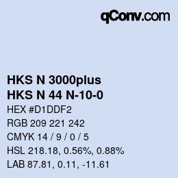 Code couleur: HKS N 3000plus - HKS N 44 N-10-0 | qconv.com