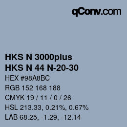 颜色代码: HKS N 3000plus - HKS N 44 N-20-30 | qconv.com
