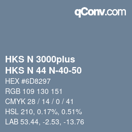 Color code: HKS N 3000plus - HKS N 44 N-40-50 | qconv.com