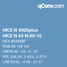 Color code: HKS N 3000plus - HKS N 44 N-60-10 | qconv.com