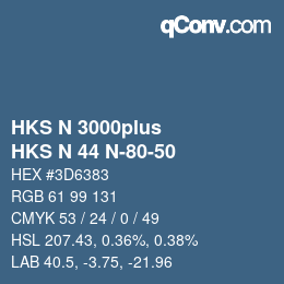 Color code: HKS N 3000plus - HKS N 44 N-80-50 | qconv.com