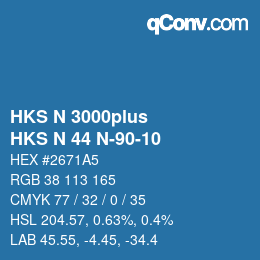 Color code: HKS N 3000plus - HKS N 44 N-90-10 | qconv.com