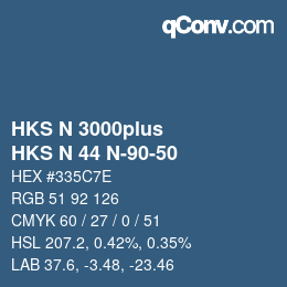 Color code: HKS N 3000plus - HKS N 44 N-90-50 | qconv.com