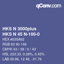 Color code: HKS N 3000plus - HKS N 45 N-100-0 | qconv.com