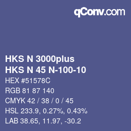 Color code: HKS N 3000plus - HKS N 45 N-100-10 | qconv.com