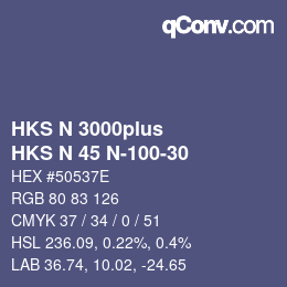 Code couleur: HKS N 3000plus - HKS N 45 N-100-30 | qconv.com