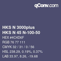 Código de color: HKS N 3000plus - HKS N 45 N-100-50 | qconv.com