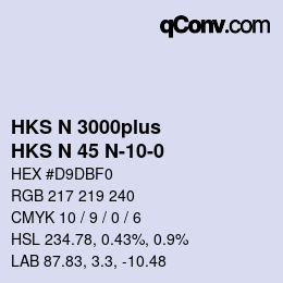 Code couleur: HKS N 3000plus - HKS N 45 N-10-0 | qconv.com