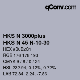 颜色代码: HKS N 3000plus - HKS N 45 N-10-30 | qconv.com