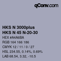 Code couleur: HKS N 3000plus - HKS N 45 N-20-30 | qconv.com