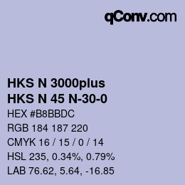 Color code: HKS N 3000plus - HKS N 45 N-30-0 | qconv.com