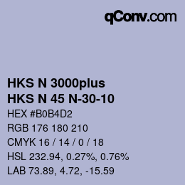 Color code: HKS N 3000plus - HKS N 45 N-30-10 | qconv.com