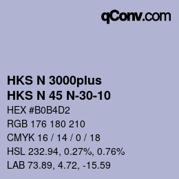 Código de color: HKS N 3000plus - HKS N 45 N-30-10 | qconv.com